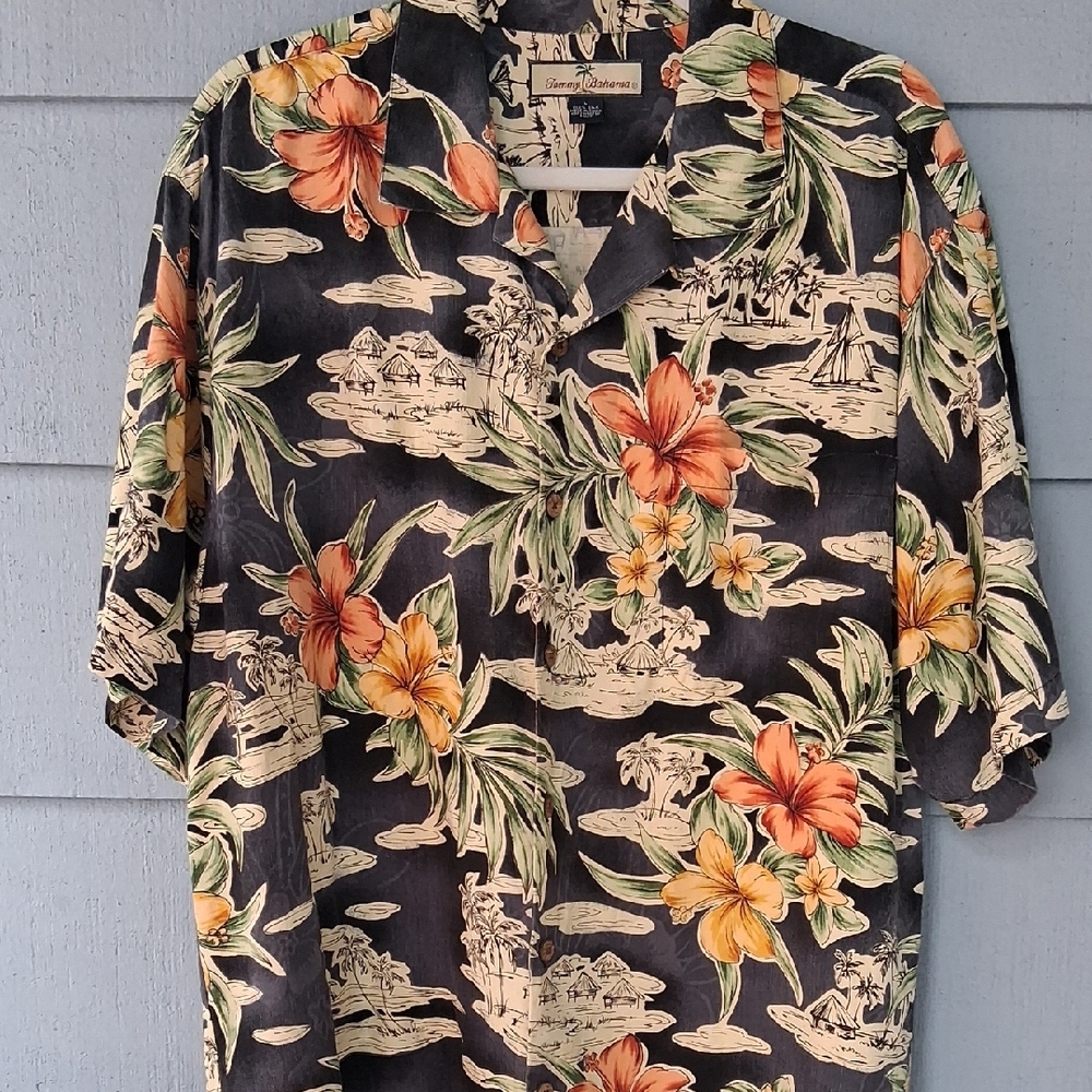 Tommy Bahama Black Tropical Floral Shirt